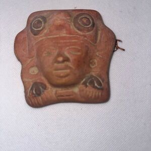 Terracotta Tribal Face Pendant